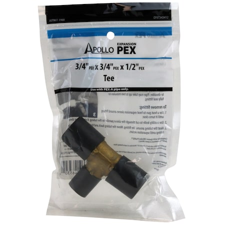 Apollo 3/4 in. x 3/4 in. x 1/2 in. Brass PEX-A Barb Reducing Tee Fitting EPXT343412